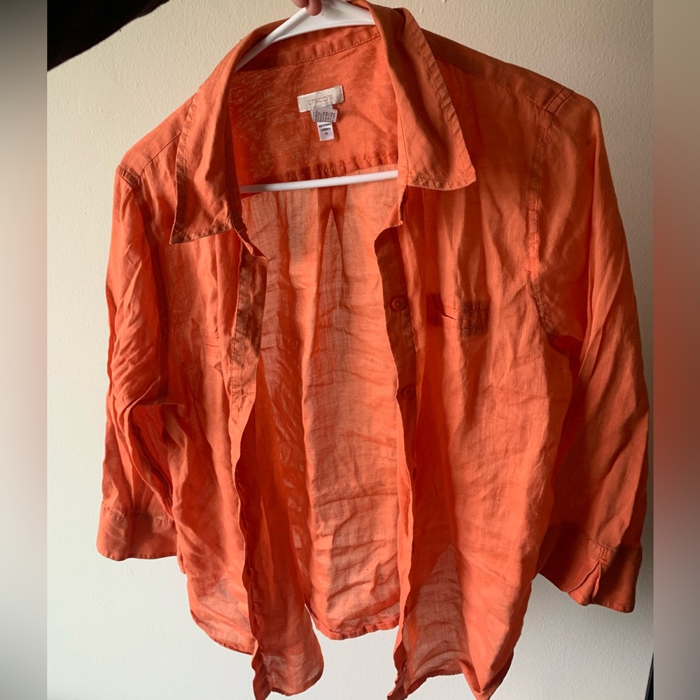 Orange button up - Picture 2 of 5